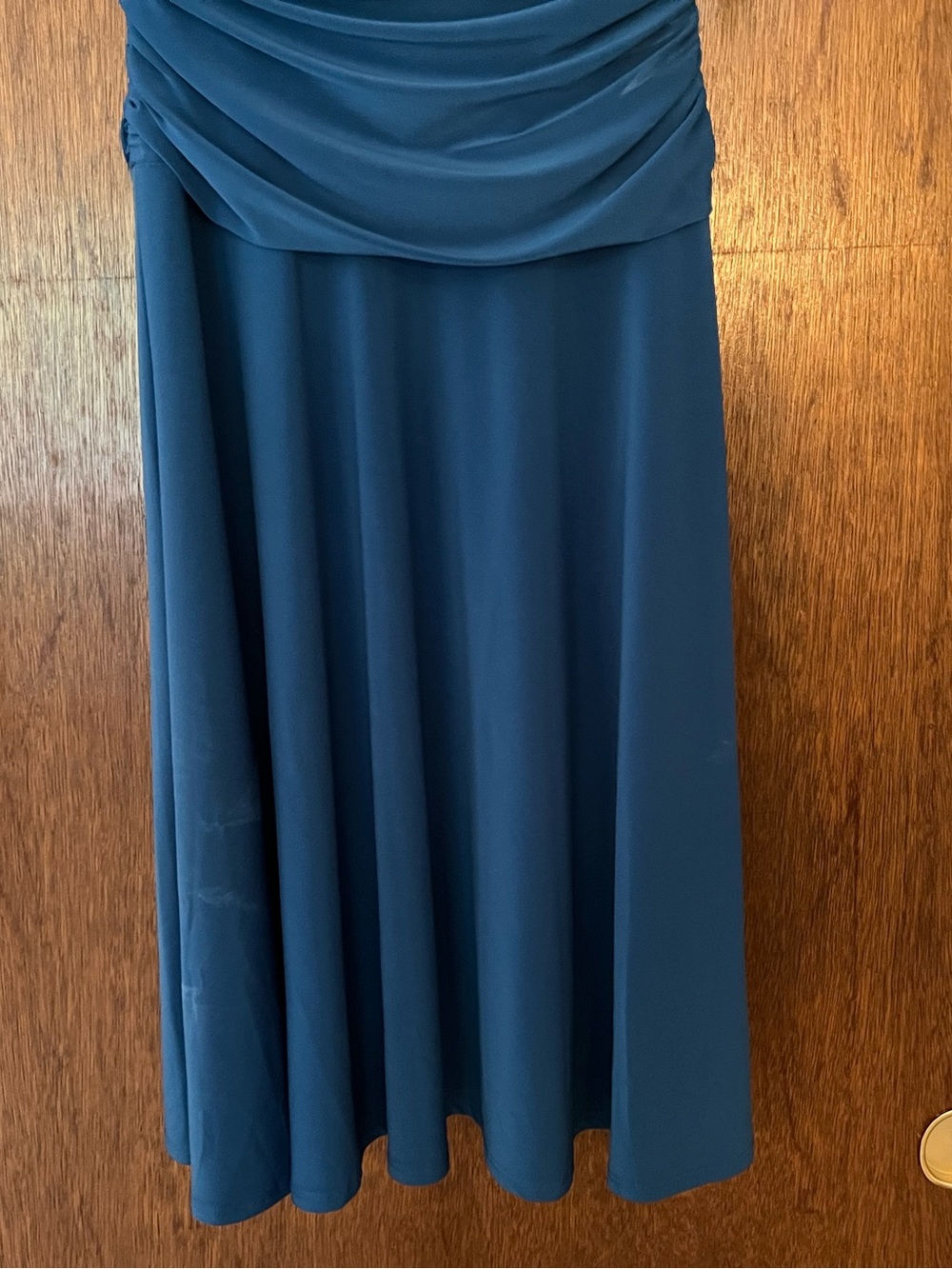 Chaps Size Small Blue Teal Draped V-Neck Midi Dress - Picture 3 of 7